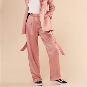 Reformation Pleated Chandler Silk Pink Trouser Pants Size 4